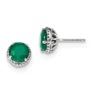 14k White Gold Real Diamond u0026 Emerald Post Earrings