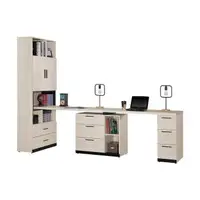 在飛比找森森購物網優惠-Boden-曼珊9尺多功能伸縮書櫃+雙人書桌/書櫃型工作桌組