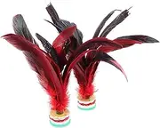 Soft Rubber ShuttlecockShuttlecock Foot Toy,2pcs Feather Jianzi Foot Kick Hand Wheel Fancy Feather Fitness Entertainment (Color : Red)