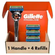 Gillette Fusion ProGlide Razors, Men 1 Gillette Razor, 4 Razor Blade Refills