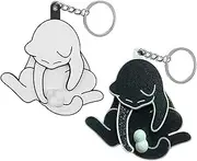 Mischief Cat Interactive Keychain, Rotating Cats Eggs Funny Wiggling Cat Keychain with Rotating Cats Eggs Cats Lovers(Black+White)
