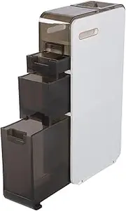 Side Storage Cabinet, Slim Floor Cabinet, Space Saving, Multipurpose with 4 Wheels for Home, Bathroom and Living Room (3 Steps)