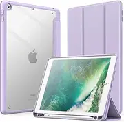 JETech Case for iPad 9.7-Inch (6th/5th Generation, 2018/2017) with Pencil Holder, Clear Transparent Back Shell Slim Stand Shockproof Tablet Cover, Auto Wake/Sleep (Light Purple)