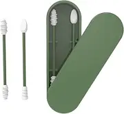 Silicone Cotton Swabs Stick Reusable Portable and Cleanable Ear Q-tip Rough Friction Cotton Swabs for Ear Cleaning Makeup 2Pcs BBZY