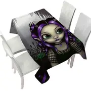 Gothling Cute Purple Goth Elf Girl in Eerie Swamp Tablecloth
