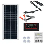 15W Solar Panel 12V Battery Charger 60A / 100A Dual USB Controller For RV Travel Car Camping