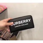 二手 BURBERRY 19SS LONDON LOGO 字母 牛皮 黑色 拉鍊 長夾 錢包