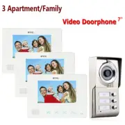 Apartment 3 Units Wired Video Door Phone Audio Visual Entry Intercom System 1V3