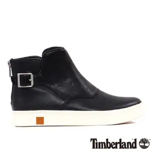 【Timberland】女款黑色素面扣環騎士短靴