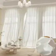 Light Filtering Linen Curtain Panel Bohemian Curtain Translucent Gauze Curtains