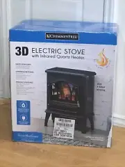 Chimney Free 3D Electric Stove with Infrared Quartz Heater and Glass Door - New