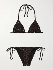 [Matteau] Matteau - Floral-print Recycled Triangle Bikini - Black - 3 3 Black