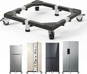 ANBase Heavy Duty All Steel Fridge Stand Mobile Base with Wheels Adjustable Washing Machine Stand Multi-Functional Base Furniture Dolly for Refrigerator Washer and Dryer（Black/Large）