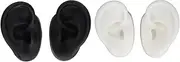 [BROLEO] 2 Pair Silicone Ear Model, Left and Right Soft Flexible Model Fake Ear Piercing Practice, Silicone Body Parts for Earring Jewelry Display, Acupuncture Teaching Tool (Black and