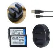 2X NP-FW50 Battery + DUAL USB Charger for Sony Cyber-shot RX10 IV Digital Camera