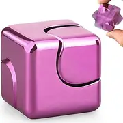 Infinity Cube Fidget Spinner Toy, Metal Spiral Fidget Cube Puzzle Block Focus, Mini Gadget Toy for Stress Relief (Pink)