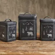 BLACK BEAR CANISTERS SET ( SET OF 3) METAL RUSTIC LODGE CABIN BY PARK DESIGNS