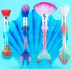 Unicorn Cosmetics LE Queens of the Reef 4pc Mermaid Brush Set W/Clam Shell Stand