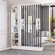 Wall Screen Room Divider, Wall Room Divider, Modern Freestanding Wood Room Divider Screen, Privacy Screens, Versatile Space Separator, Wall Partition for Apartment Office(White+Black L 140cm