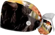 [YTYVAGT] 2-Pc,Gourd-Shaped Working Cap,Fisherman Hat with Buttons and Cotton Sweatband,Autumn Dog Leaf