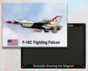 US Thunderbird F-16C Handmade 3.25" x 2.25" Fridge Magnet (PMW12021)