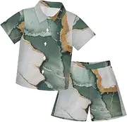 [Caihoyu] Baby-boys Toddler Short Sleeve Button Down Shirt Top Shorts Set Toddler Baby Boy Outfit Summer Clothes Set