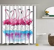A.Monamour White Backgrounds Pink Flamingo Shower Curtain Waterproof Mildew Resistant Fabric Polyester Bath Curtains for Kids Bathroom Decors 180x180 cm / 72X72 Inch