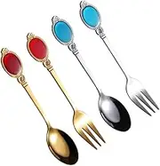 MOLUCKFU 4pcs Stainless Steel Honey Stirring Spoon Kitchen Mixing Spoon Long Handle Anti-Slip Easy to Clean Honey Syrup Jam Molasses Stylish Home Tableware