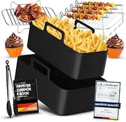 UNBOX Airfryer Accessories for Tefal EY9018 Dual Easy Fry 5.2/3.1 L - Hot Air Fryer Accessory Set Compatible with Philips Dual Basket Airfryer 3000 Series 6L/3L - with Cooking Grate, Silicone Mould