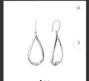 Michael Hill Sculpture Ribbon Rhodium Plated Sterling Silver Earrings New NIB