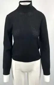 Alice + Olivia Black 'Lanie' Turtle Neck Long Sleeve Pullover Sweater sz XL NWT