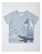 [Sprout] Essential Animal Stack T-shirt in Blue Marle
