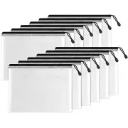SUNEE Plastic Mesh Zipper Pouch 7x11 in (Black, 12 Packs), Small Water-Resist...