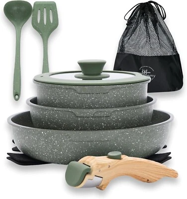 10 Pcs Pots and Pans Set Non Stick Nonstick Kitchen Cookware Sets Detachable
