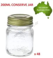 48x Glass Jam Jars Gold Top Lid 200ml Storage Mini Candy Wedding Party Food Jar