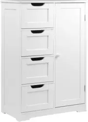 Bathroom Storage Cabinet, 83Cm Height Wood Adjustable Cupboard Side Table Corner