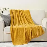 [Battilo] Mustard Yellow Throw Blanket for Couch, Gold Chenille Knit Blanket for Sofa, Chair, Spring Throw Blanket for Home Decor,130x170cm
