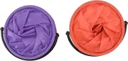 DECORNIJIA 2Pcs Collapsible Paint Brush Washer Portable Wash Pen Bucket for Artists Space Saving Orange and Purple Rinse Cup for Painting Classes and Creative Activities