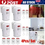 4x Wireless Motion Sensor Alarm +8 Remote Controls Home Shed Garage Security PIR
