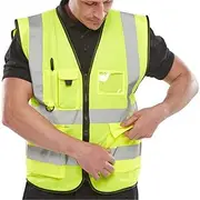 [tooloflife] Executive Work Safety Zip Vest Pocket Hi Vis Waistcoat High Visibility