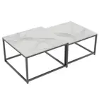 NNEDSZ Interior Ave - Ciest Square Nested Coffee Table Set - White Marble Stone