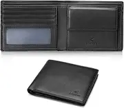 [KLOMORE] Minimalist Men's Leather Wallet with Coin Pocket, RFID Protection, Wallet Purse, Card Holder, Genuine Leather, Credit Card Case
