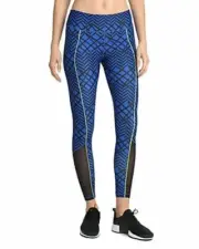 2(X)IST Women's Core Legging, Medium Blue Fractal Chevron Print Small