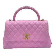 CHANEL Coco Handle Matelasse Handbag 29 Pink Leather Gold Hardware NEW