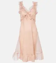 [Alessandra Rich] Alessandra Rich Ruffled silk organza slip dress AU 4 pink