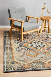 Abode Rug Culture Navy & Rust Vintage Look Aztec Rug