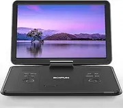 BOIFUN 17.5'' Portable DVD Player with 15.6'' Large HD Screen, 6 Hours Rechargeable Battery, Support USB/SD Card/Sync TV and Multiple Disc Formats, High Volume Speaker, Black