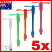 5 PACK USB FAN Bendable Flexible Portable Mini Power Bank Notebook Laptop 5 X PC