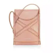 Alexander McQueen Micro The Curve Leather Pouch Crossbody Bag Rose Gold Pink Tan
