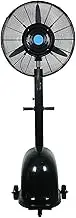 26in Industrial Fans, Portable Misting Fan, Oscillating Fan/Pedestal Fan with Mist, Outdoor Fans, Floor Fan,Strong Wind Power for Quick Cooling；Bottom Universal Wheel, Easy to Move(Black)